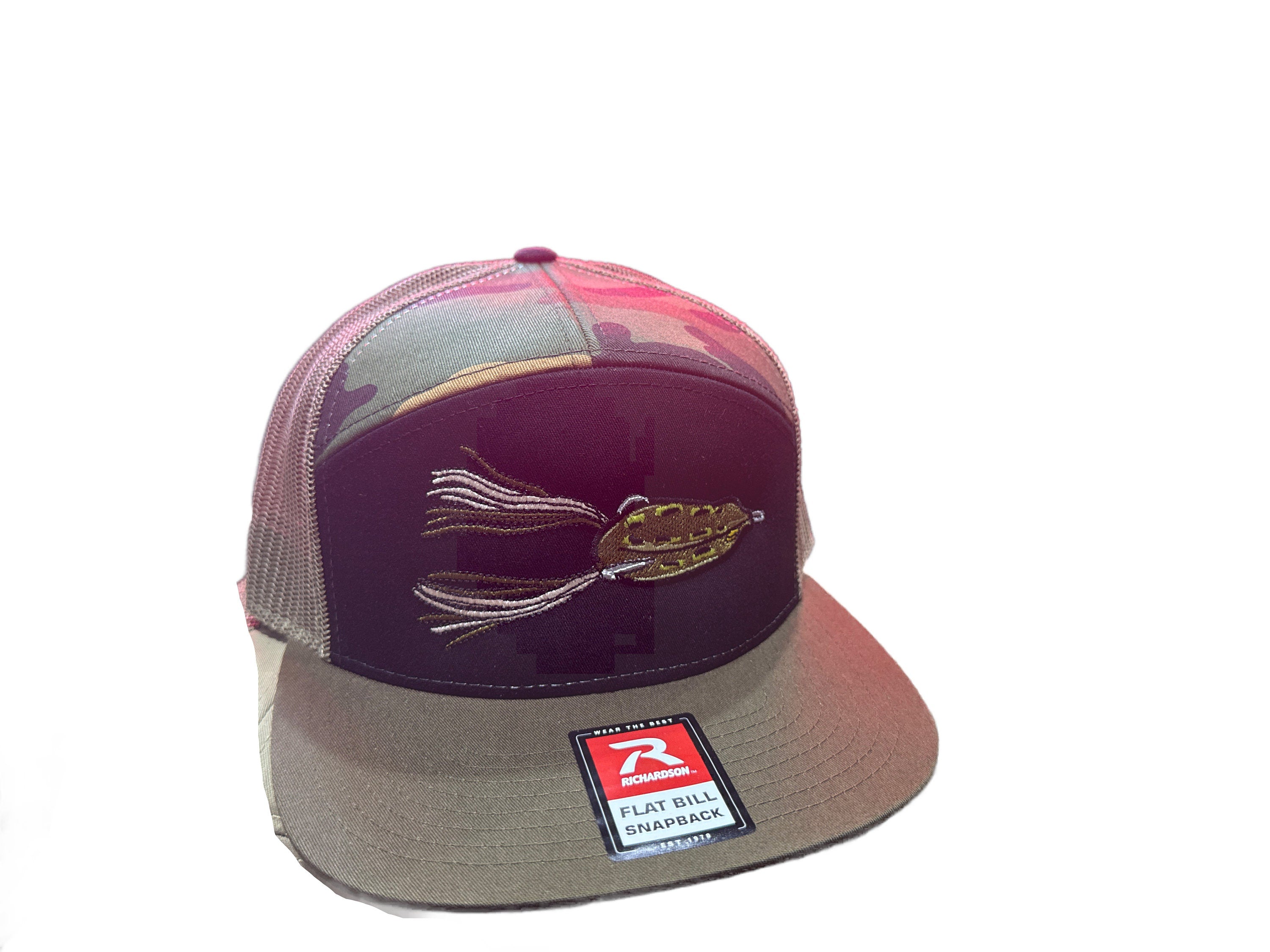 Topwater Frog Lure Bass Fising Camo 7 Panel Hat